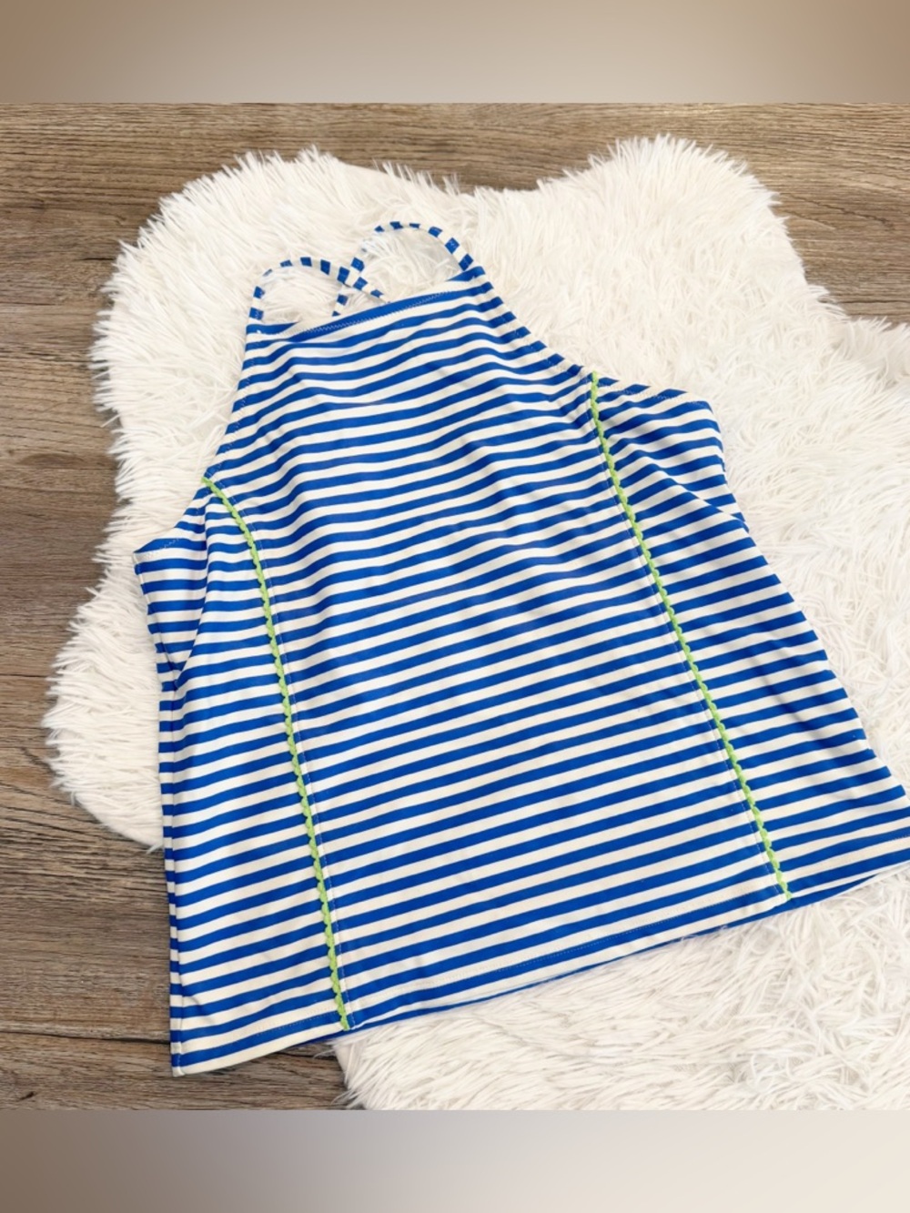 Lands End Girls Tankini Top Stripe 16 XL